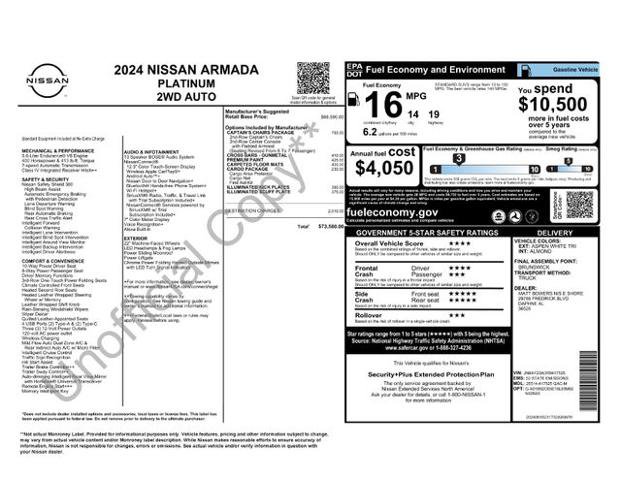 Used 2024 Nissan Armada Platinum w/ Captain's Chairs Package RWD image 5