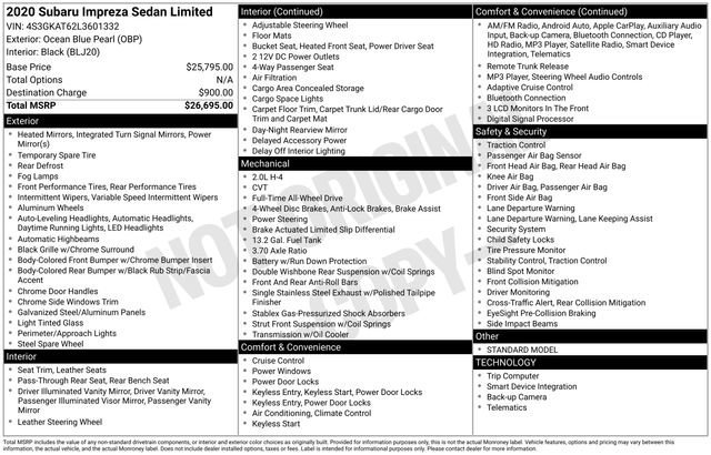 Used 2020 Subaru Impreza 2.0i Limited image 39