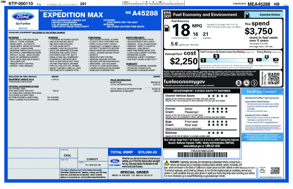 Certified 2021 Ford Expedition Max Limited AWD/4WD image 35