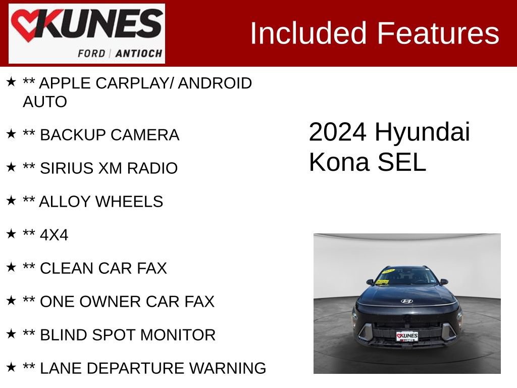 Used 2024 Hyundai Kona SEL AWD/4WD image 3
