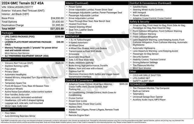 Used 2024 GMC Terrain SLT w/ LPO, Cargo Package AWD/4WD image 17