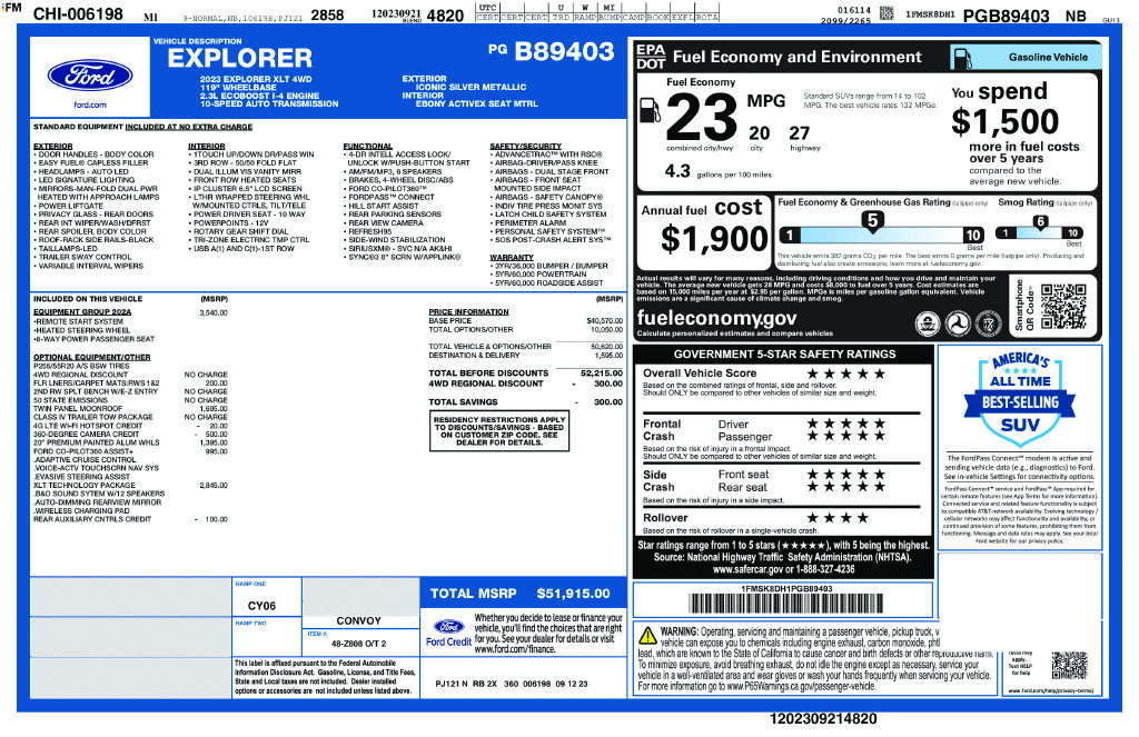 Certified 2023 Ford Explorer XLT w/ Equipment Group 202A AWD/4WD image 6