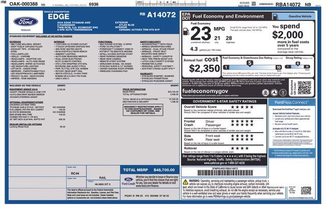 Certified 2024 Ford Edge Titanium w/ Equipment Group 301A AWD/4WD image 39