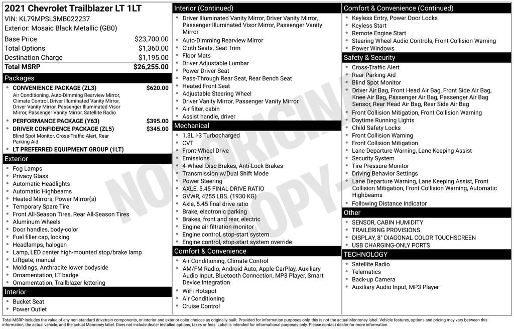 Used 2021 Chevrolet TrailBlazer LT w/ Convenience Package image 8