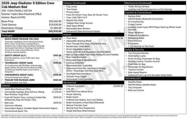 Used 2020 Jeep Gladiator Sport w/ Quick Order Package 24S image 26