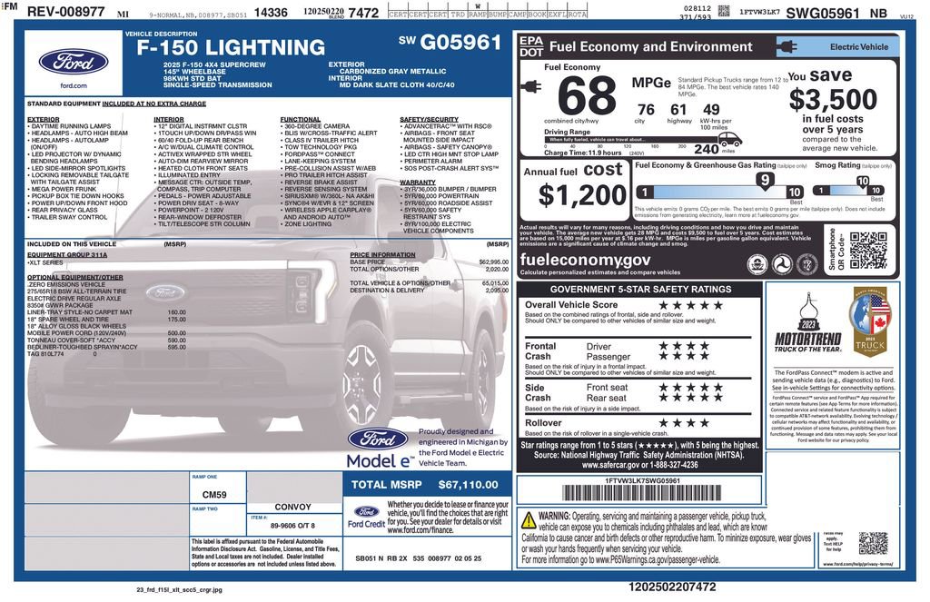Certified 2025 Ford F150 Lightning XLT AWD/4WD image 5