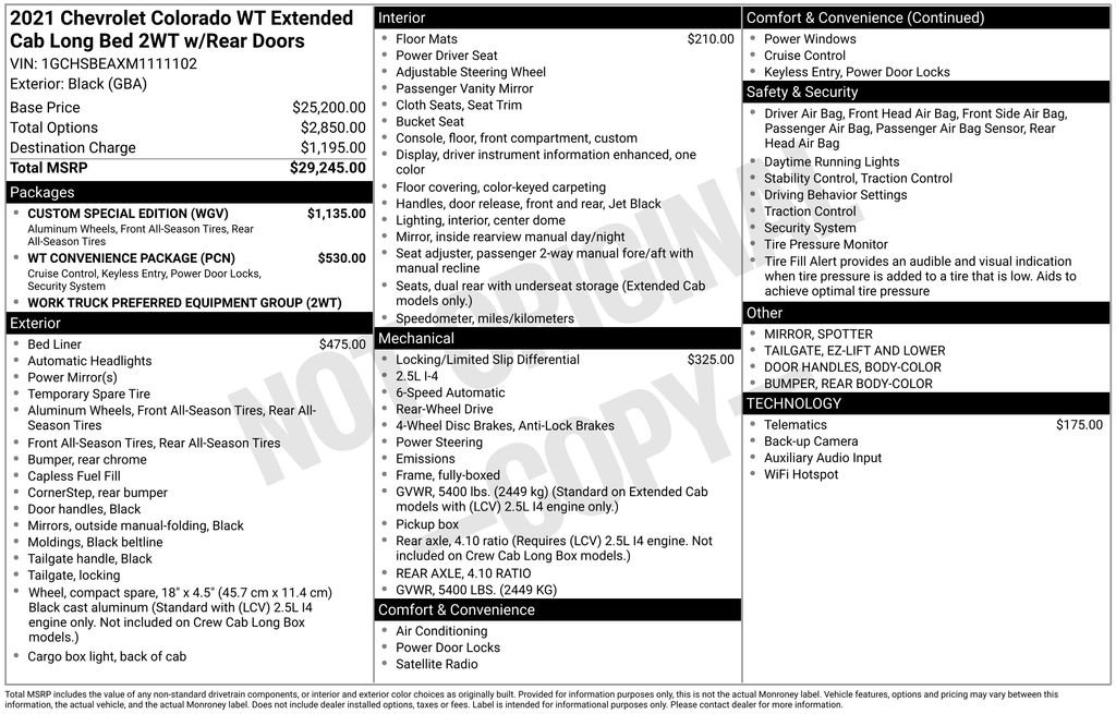 Used 2021 Chevrolet Colorado W/T w/ Custom Special Edition RWD image 5