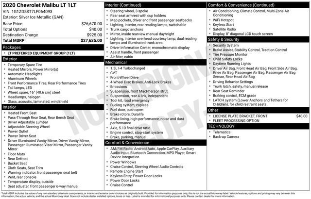 Used 2020 Chevrolet Malibu LT image 34