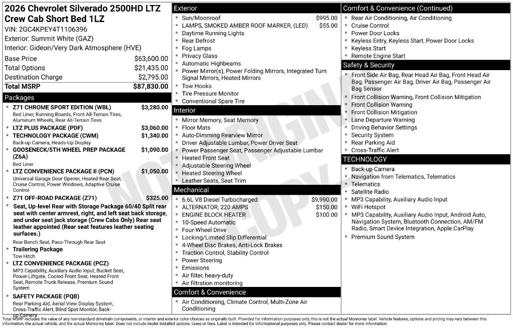 Used 2026 Chevrolet Silverado 2500 LTZ w/ Z71 Chrome Sport Edition AWD/4WD image 5