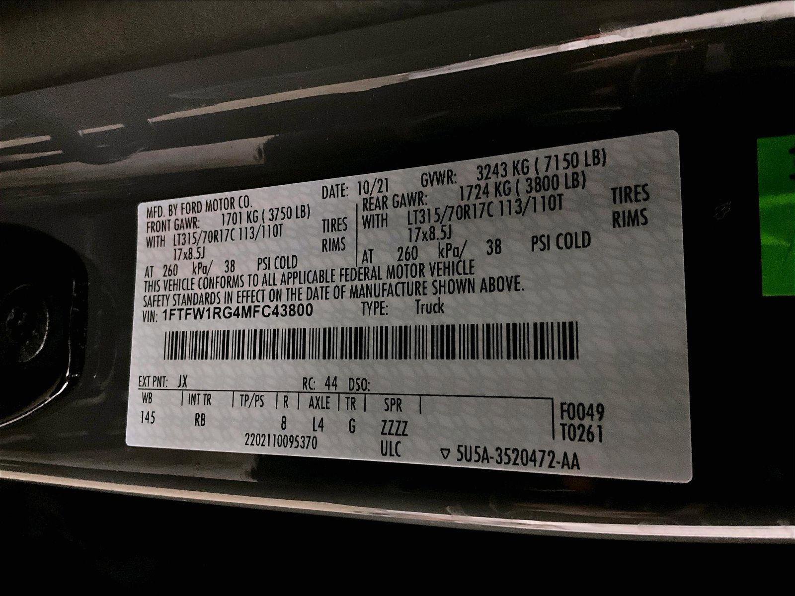 Certified 2021 Ford F150 Raptor w/ Equipment Group 801A High AWD/4WD image 34