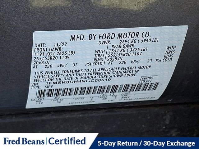Certified 2022 Ford Explorer XLT w/ Equipment Group 202A AWD/4WD image 29