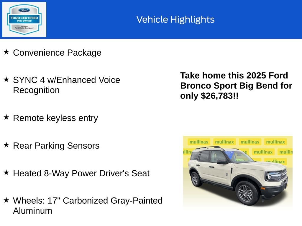 Certified 2025 Ford Bronco Sport Big Bend w/ Convenience Package image 18