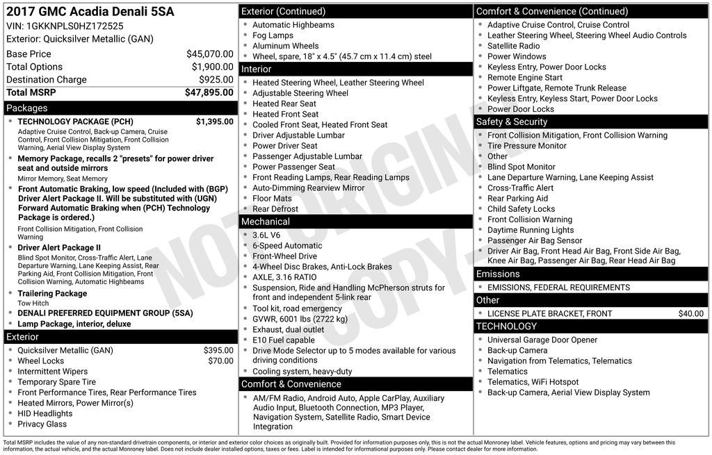 Used 2017 GMC Acadia Denali w/ Technology Package image 12