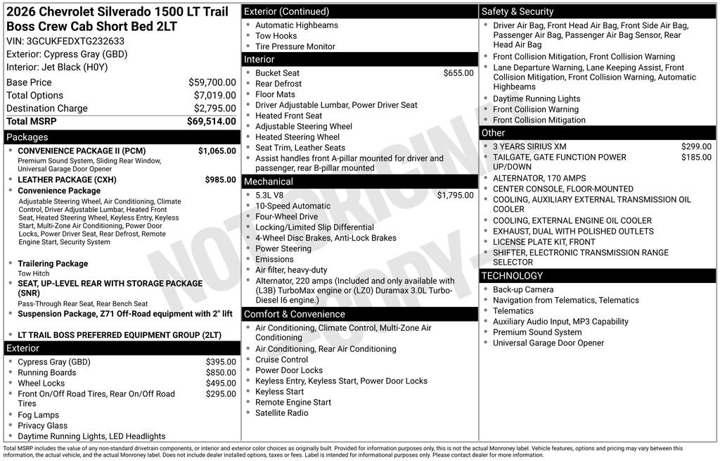 Used 2026 Chevrolet Silverado 1500 LT Trail Boss w/ Convenience Package II AWD/4WD image 30