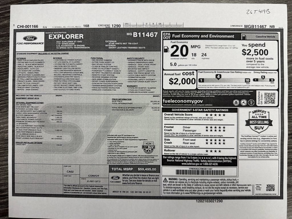 Certified 2021 Ford Explorer ST w/ Equipment Group 401A AWD/4WD image 31