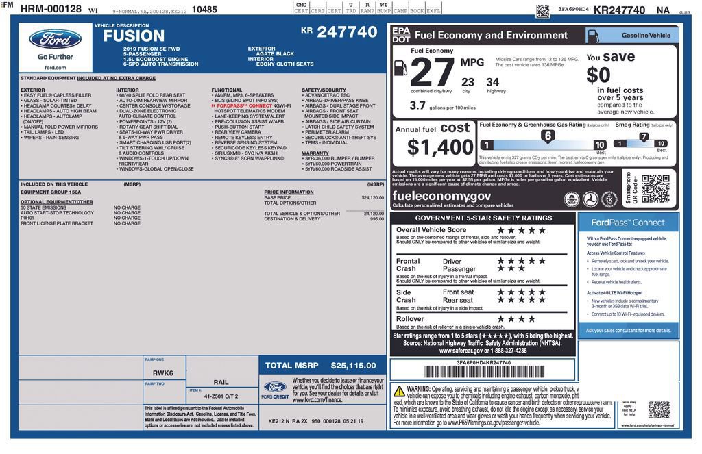 Certified 2019 Ford Fusion SE image 6