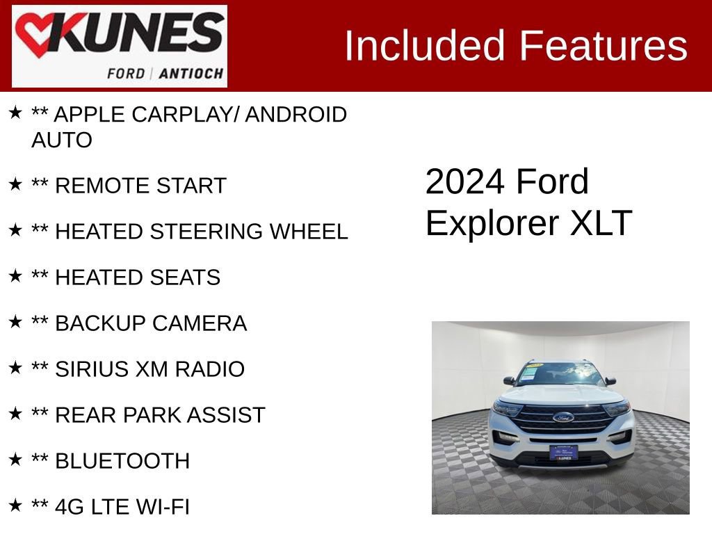 Certified 2024 Ford Explorer XLT w/ Equipment Group 202A AWD/4WD image 9