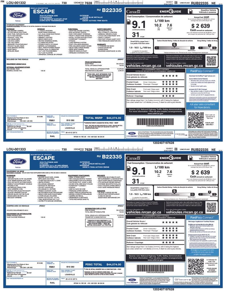 Certified 2024 Ford Escape Platinum AWD/4WD image 26