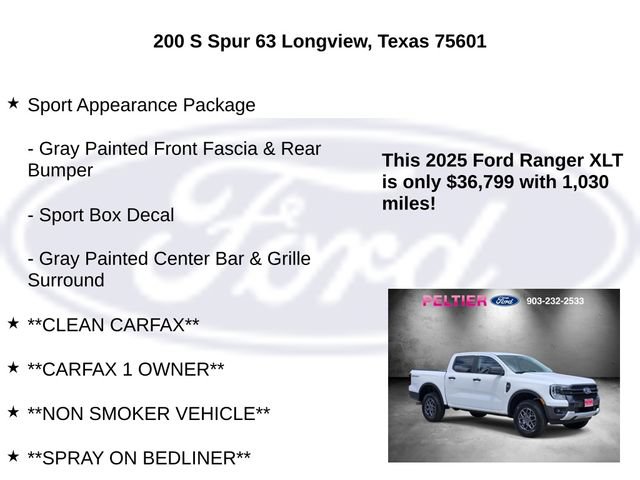 Certified 2025 Ford Ranger XLT w/ Equipment Group 301A High RWD image 10