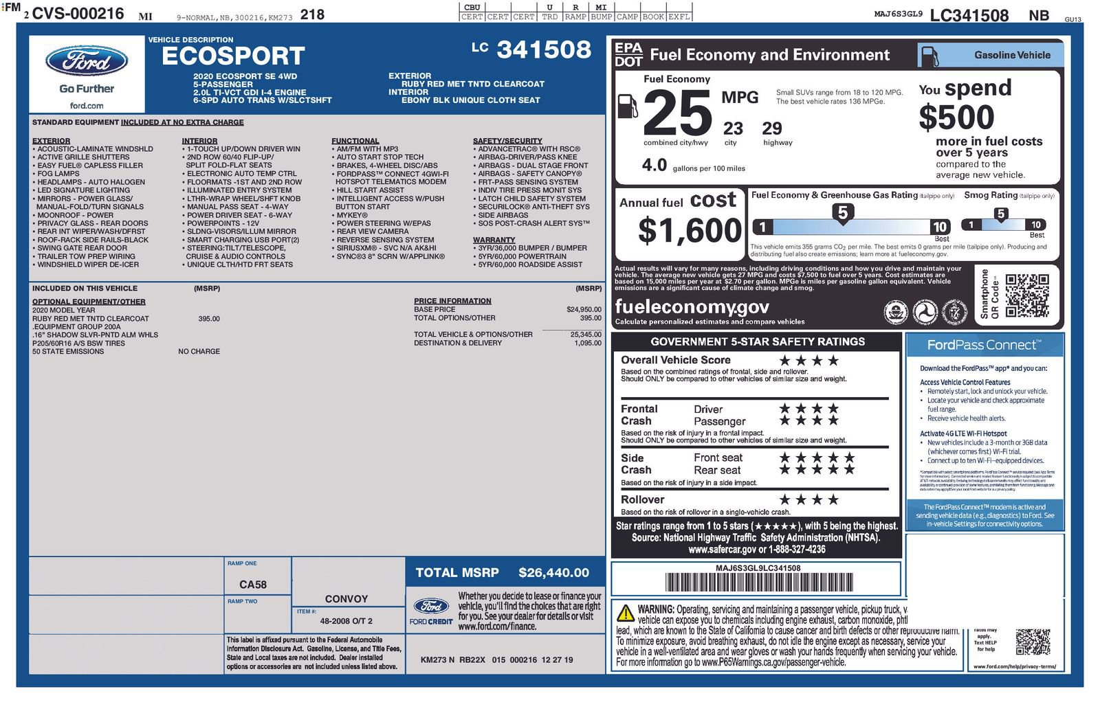 Certified 2020 Ford EcoSport SE AWD/4WD image 4