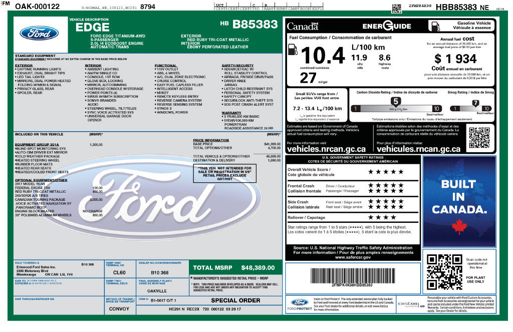 Certified 2017 Ford Edge Titanium w/ Canadian Touring Package AWD/4WD image 34
