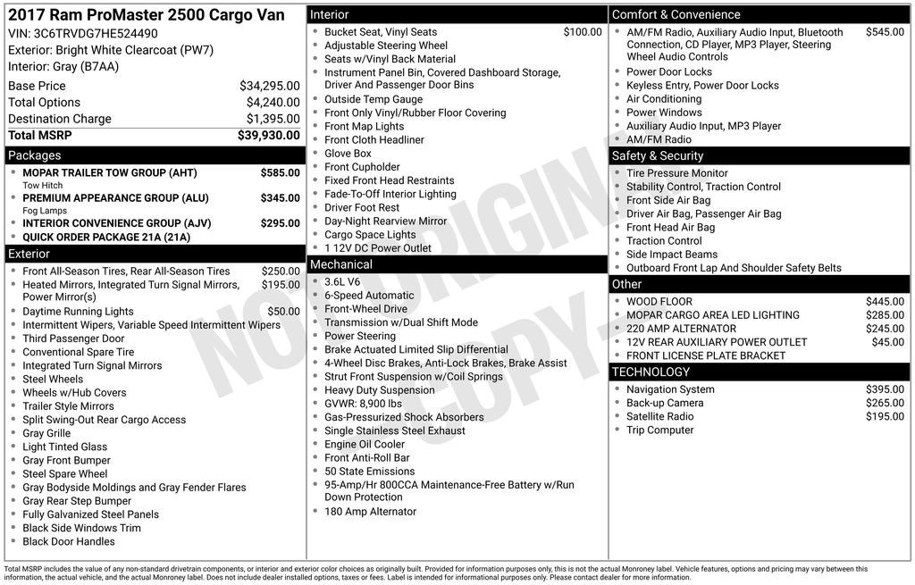 Used 2017 RAM ProMaster 2500 w/ Mopar Trailer Tow Group image 15