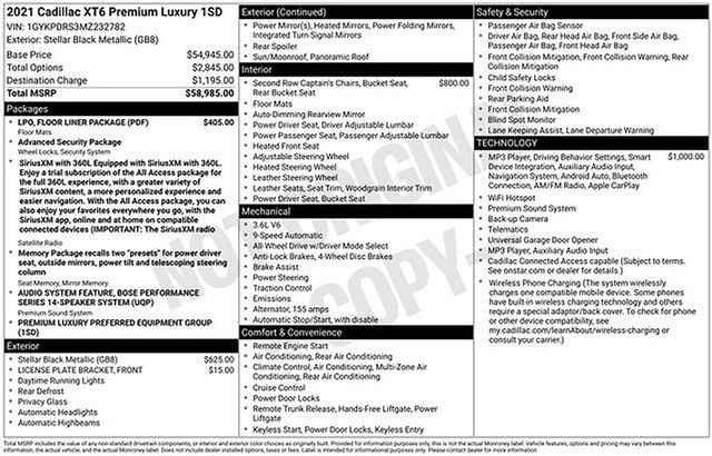 Used 2021 Cadillac XT6 Premium Luxury w/ LPO, Floor Liner Package AWD/4WD image 14