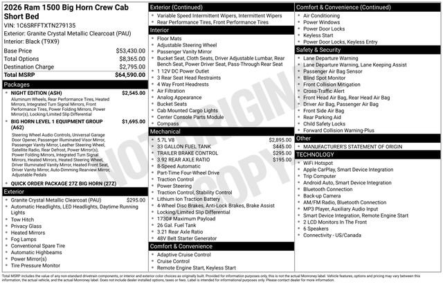 Used 2026 RAM 1500 Big Horn w/ Night Edition AWD/4WD image 9