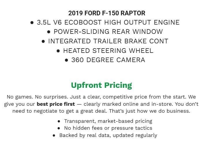 Certified 2019 Ford F150 Raptor w/ Equipment Group 802A Luxury AWD/4WD image 2