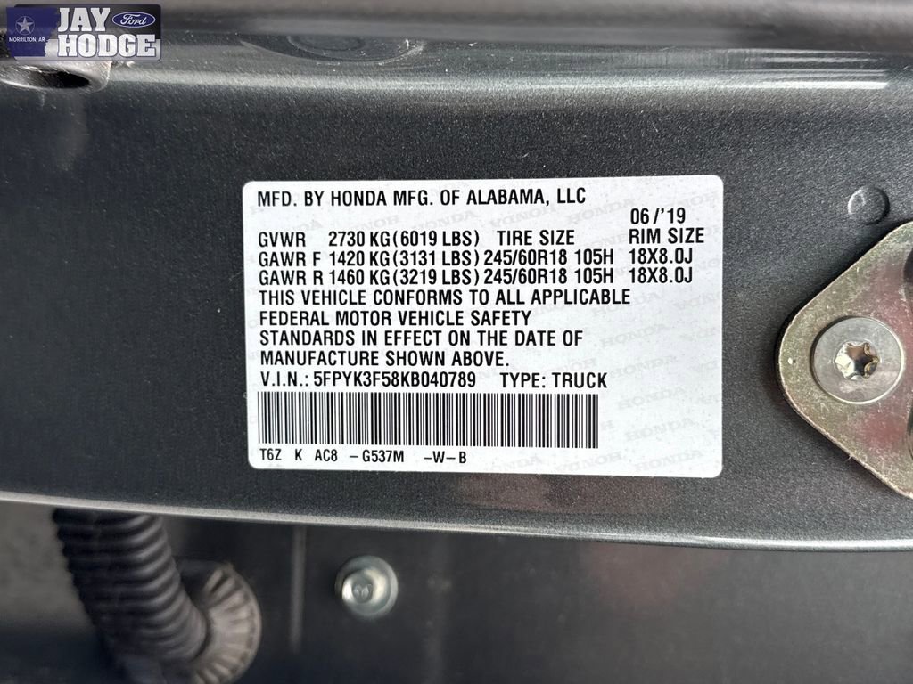 Used 2019 Honda Ridgeline RTL image 30
