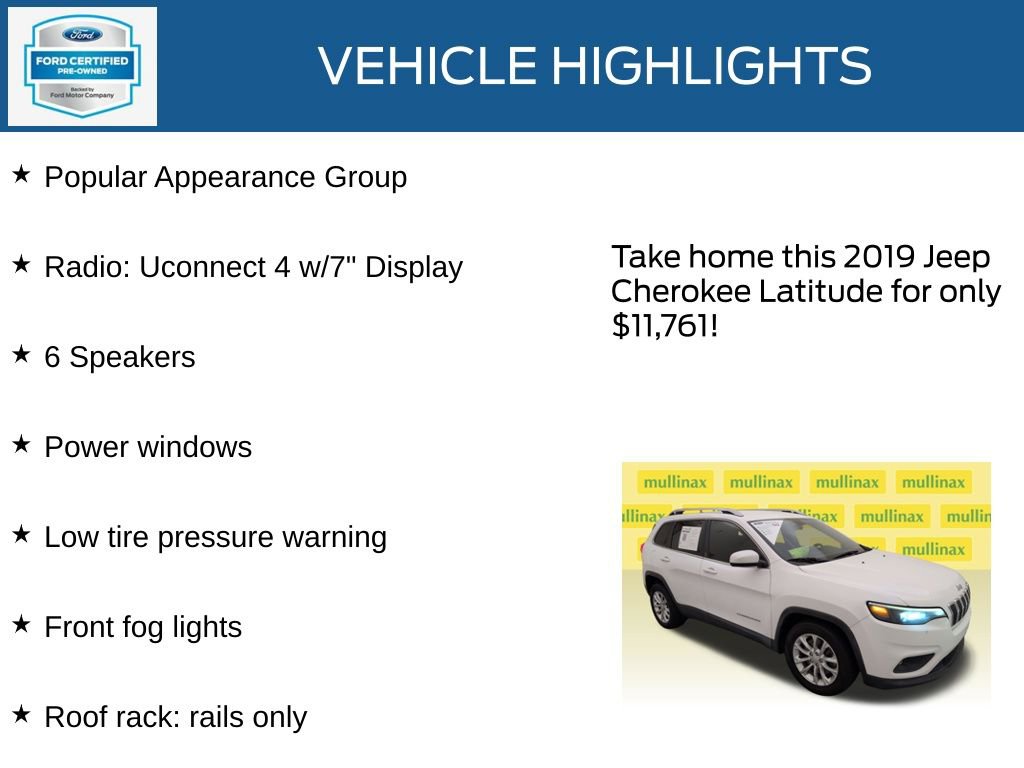 Used 2019 Jeep Cherokee Latitude w/ Popular Appearance Group FWD image 23