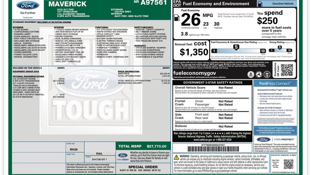 Certified 2022 Ford Maverick XLT w/ XLT Luxury Package FWD image 32