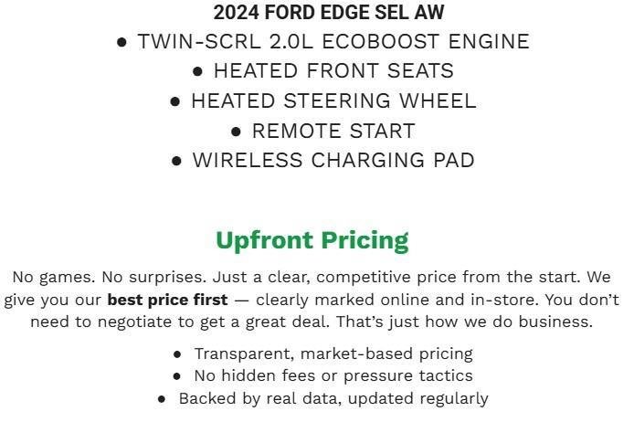 Certified 2024 Ford Edge SEL w/ Convenience Package AWD/4WD image 2