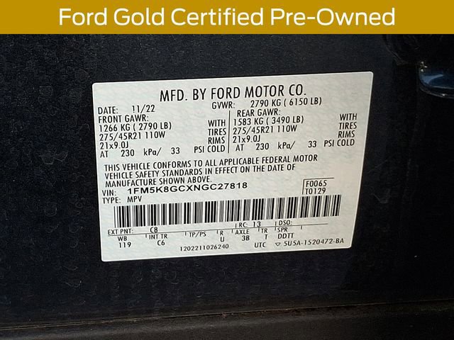 Certified 2022 Ford Explorer ST w/ Equipment Group 401A image 33