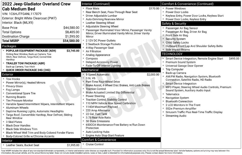 Used 2022 Jeep Gladiator Overland w/ Popular Equipment Package AWD/4WD image 30