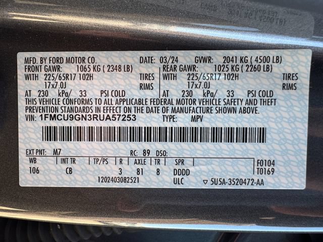 Certified 2024 Ford Escape Active AWD/4WD image 8