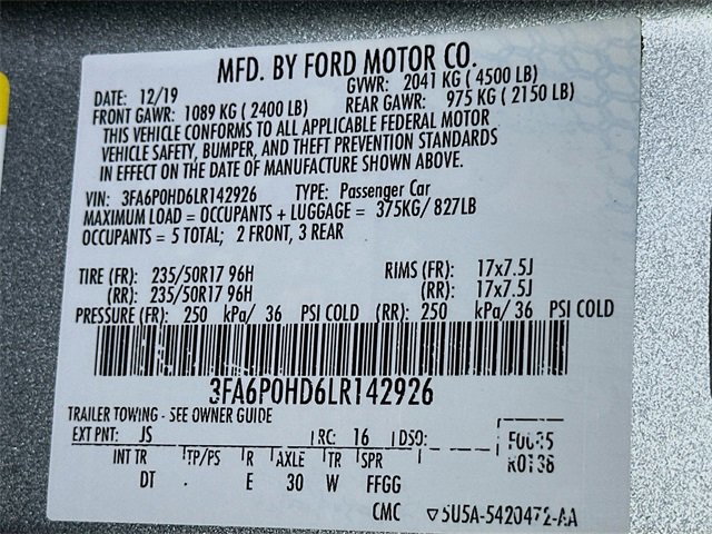 Certified 2020 Ford Fusion SE image 21