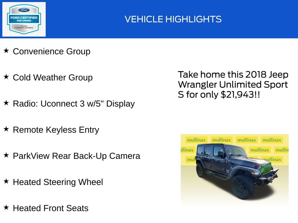 Used 2018 Jeep Wrangler Unlimited Sport S image 18