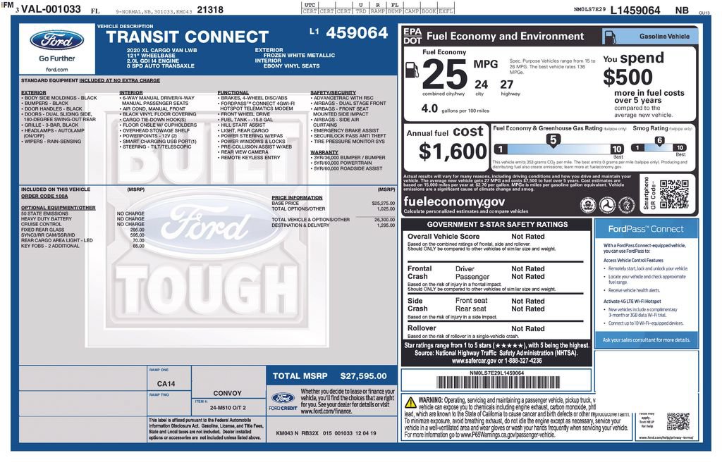 Certified 2020 Ford Transit Connect XL FWD image 3