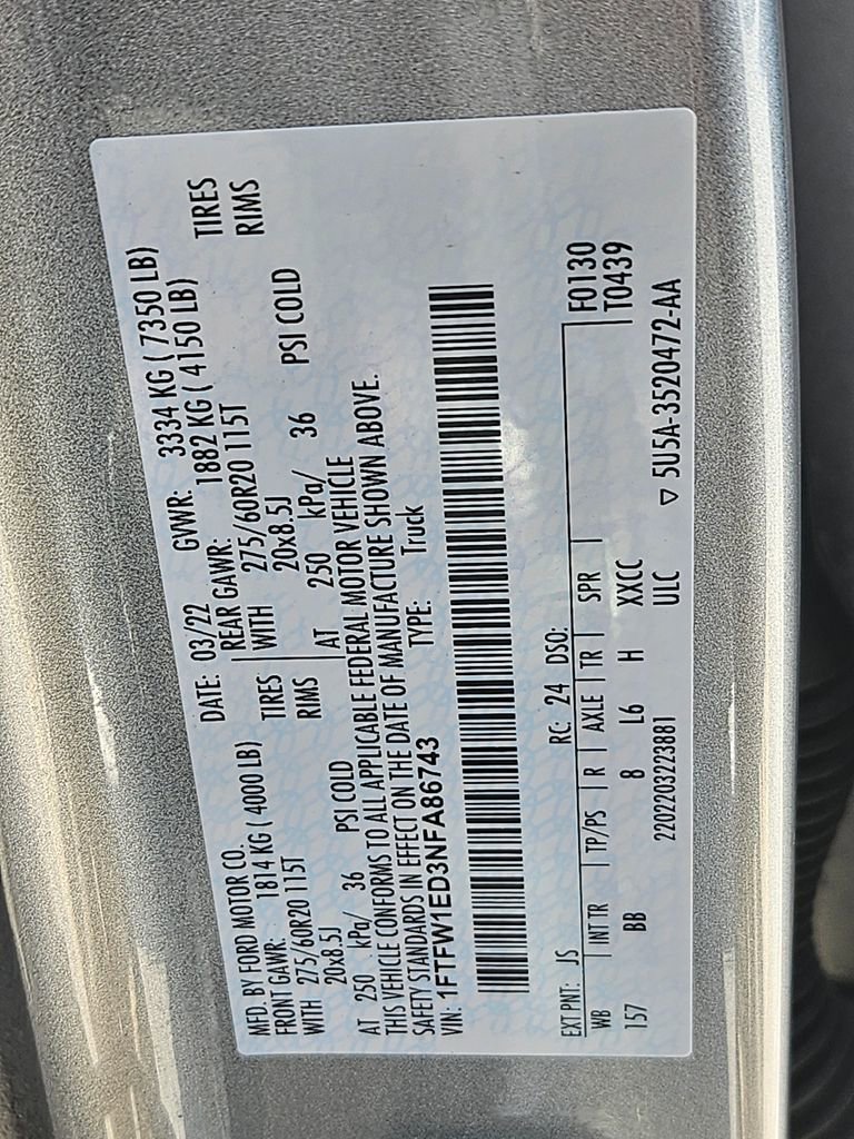 Certified 2022 Ford F150 Platinum w/ Equipment Group 701A High image 36