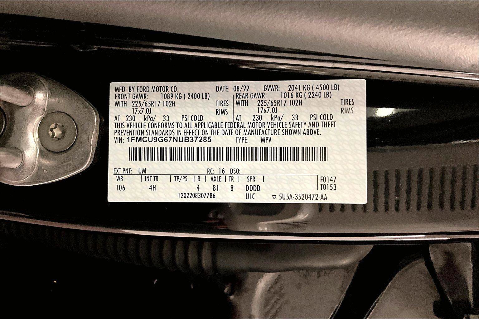Certified 2022 Ford Escape SE w/ Convenience Package image 32