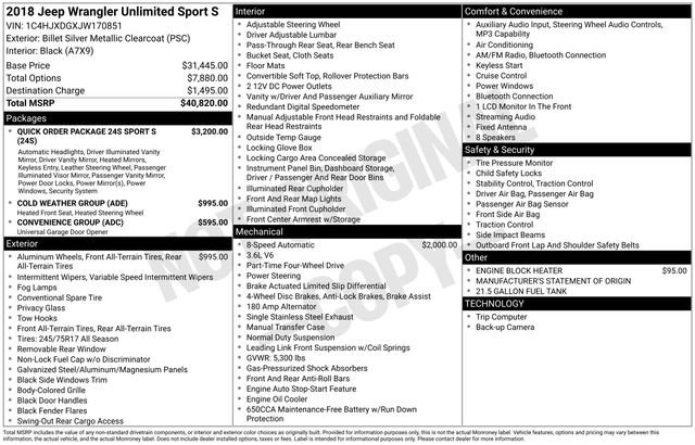 Used 2018 Jeep Wrangler Unlimited Sport S image 33