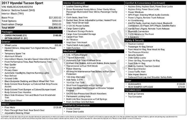 Used 2017 Hyundai Tucson Sport w/ Cargo Package image 33