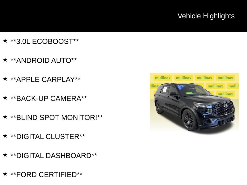 Certified 2025 Ford Explorer ST w/ Sun And Sound Package AWD/4WD image 12