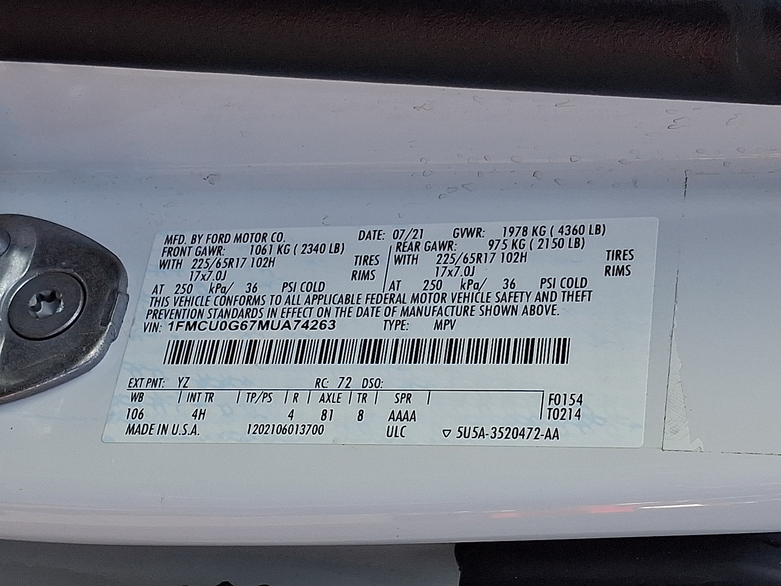 Certified 2021 Ford Escape SE FWD image 27