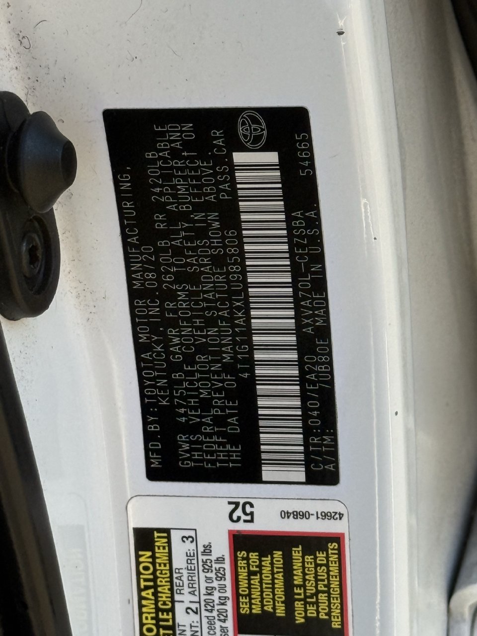 Used 2020 Toyota Camry SE FWD image 30