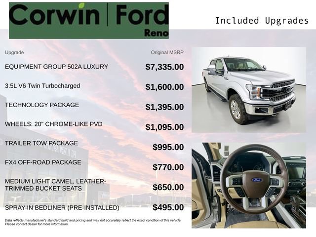 Certified 2018 Ford F150 Lariat w/ Equipment Group 502A Luxury AWD/4WD image 3