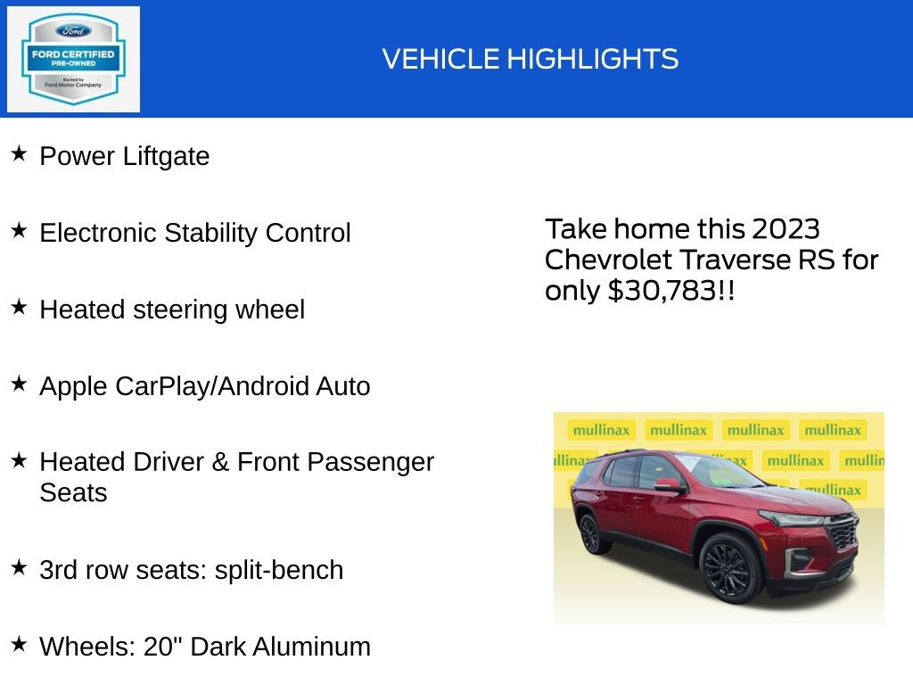 Used 2023 Chevrolet Traverse RS FWD image 19