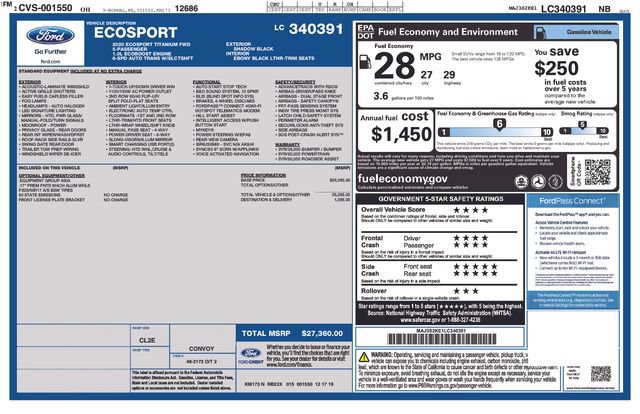 Certified 2020 Ford EcoSport Titanium FWD image 38