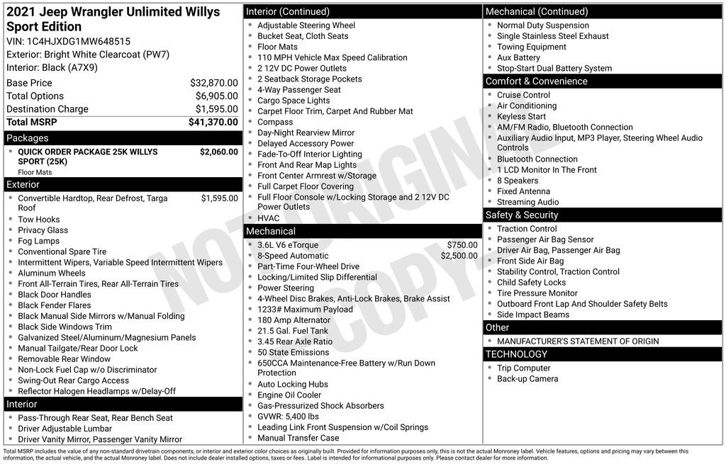 Used 2021 Jeep Wrangler Unlimited Sport image 3